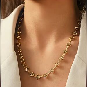 Graduated Link 18K Gold Stainless Steel Knot Necklace
